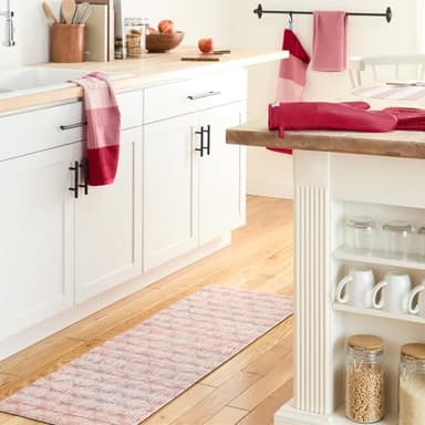 TOWN & COUNTRY BASICS Comfort Plus Boho Geo Anti Fatigue Comfort Mat, Kitchen Runner Mat, Standing Desk Mat, Dorm Room Rug, Non-Slip Backing, Maroon, 18"x55" - Image 3