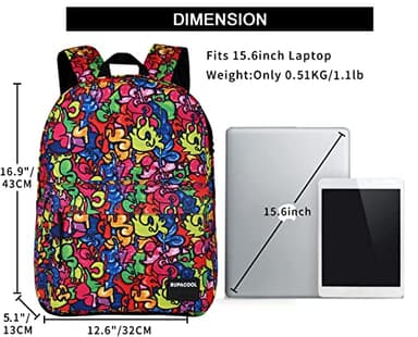 SUPACOOL Casual Laptop Backpack for Men and Women, Backpack for College, USB Charging Port, Lightweight Pack Back(Graffiti) - Image 4