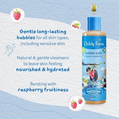 Childs Farm, Kids Bubble Bath for Dry, Sensitive Skin, Organic Raspberry, Gently Cleanses & Soothes, Vegan, Cruelty-Free, 8.4 fl oz - Image 3