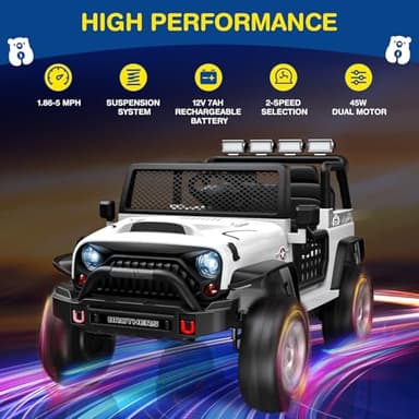 LIGIANT L8 Ride On Car, 2 Seater, 12V Kids Electric Car w/Remote Control, 4-Wheel Suspension, Bluetooth Speaker, Multi Music Modes, 3 Speeds, LED Lights, Xmas & Birthday Gift Ideas for Kids Ages 3+ - Image 2