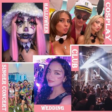 Body Glitter Face Glitter Gel: Singer Concerts Disco Festival Rave Accessories Face Glitter Makeup 150ml Chunky Sequins Mermaid Face Body Hair Glitter Gel (White&Silver&Pink) - Image 6