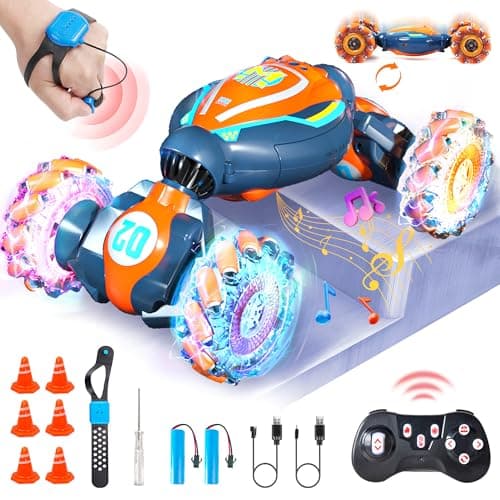 Remote Control Car Toy for Ages 8-13, Gesture Sensing RC Stunt Car with 3 Sensor Modes, Lights & Music, 4WD All Terrain Hand Controlled RC Toys for Kids, Birthday Gifts for Boys & Girls - Image 1
