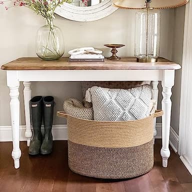 Goodpick Extra Large Wicker Storage Basket, 83L Woven Blanket Storage for Living Room, Round Baby Basket for Clothes, Big Laundry Hamper for Pillow, 21.7 x 13.8 inches - Image 4