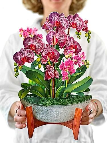 Freshcut Paper Pop Up Cards, Orchid Oasis, 12 Inch Life Sized Forever Flower Bouquet 3D Popup Greeting Card, Birthday Cards, Get Well Gifts, Blank Notecard & Envelope - Image 1