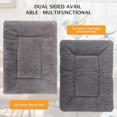 Vetasac Reversible Dog Bed Mat with Plush and Corn Velvet,Soft Warm Pet Cushion, Dual Purpose Washable Sleeping Mattress Bed for Small Medium Large Dog and Cat XB004 (42"x28", Light Grey) - Image 5