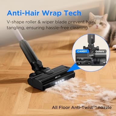CANDY Cordless Vacuum Cleaner, Stick Vacuum Cordless Rechargeable,45Mins Powerful Suction Vacuum Cleaners for Home,Anti-Tangle,One-Click Dust Disposal,Lightweight for Hardwood Floor Carpet Pet Hair - Image 2