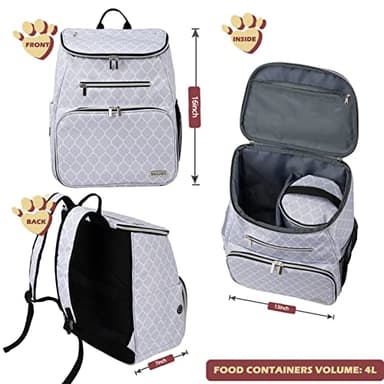 BAGLHER Dog Travel Bag Backpack, Airline Approved Pet Supplies Backpack, Dog Travel Backpack with 2 Silicone Collapsible Bowls and 2 Food Baskets DLWhite - Image 3