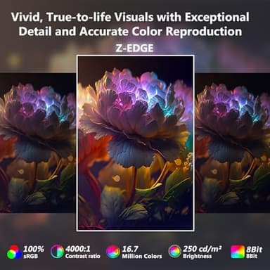 Z-Edge 24-inch Curved Gaming Monitor, Full HD 1080P 1920x1080 LED Backlight Monitor, with 100Hz Refresh Rate and Eye-Care Technology, U24C 178° Wide View Angle, DP+HDMI - Image 3