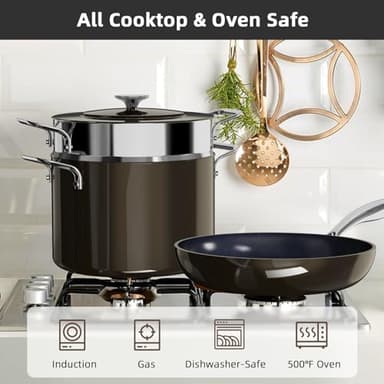 Nuwave Lux 13pc Forged Lightweight Cookware Set PFAS Free, Healthy G10 Duralon Ceramic Coating, Ultra Non-Stick, Stay-Cool Handles, Works on All Cooktops & Induction Ready - Image 5