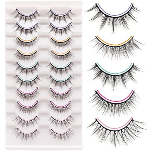 Losha Manga Lashes Fluffy Faux Mink Lashes Natural Look 5 Style Mixed Fake Eyelashes 10 Pairs Anime Lashes Look Like Individual Clusters (Mix) - Image 1