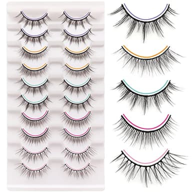 Losha Manga Lashes Fluffy Faux Mink Lashes Natural Look 5 Style Mixed Fake Eyelashes 10 Pairs Anime Lashes Look Like Individual Clusters (Mix) - Image 1