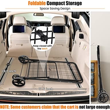 [Upgrade] Shopping Cart for Groceries, 280 LBS Large Grocery Cart with Waterproof Liner, 360° Rolling Swivel Wheels, Heavy Duty Utility Cart Folding Shopping Carts for Laundry Luggage Gift - Image 6