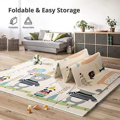 UANLAUO Foldable Baby Play Mat, Extra Large Waterproof Activity Playmats for Babies,Toddlers, Infants, Play & Tummy Time, Foam Baby Mat for Floor with Travel Bag (Bear(71x59x0.4inch)) - Image 6