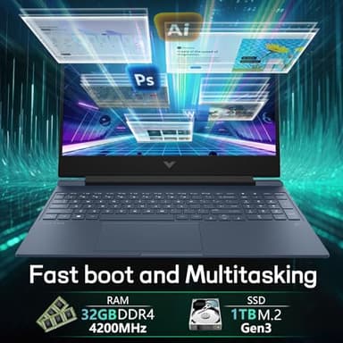 HP Victus 15 Gaming Laptop,Intel Core i7-13620H(10C/16T), NVIDIA GeForce RTX 4060,15.6“FHD Display Laptop Computer,32GB RAM 2TB NVMe SSD with Webcam,Backlit KB,Type_C,Wi-Fi 6,Windows 11 Pro - Image 4