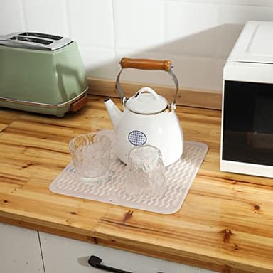 MicoYang Silicone Dish Drying Mat for Multiple Usage,Easy clean,Eco-friendly,Heat-resistant Silicone Mat for Kitchen Counter or Sink,Refrigerator or Drawer Liner Translucent XL 18 inches x 16 inches - Image 7