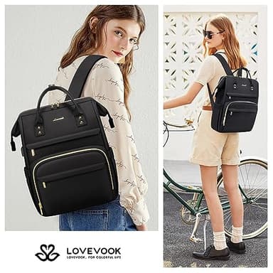 LOVEVOOK Laptop Backpack for Women,17 Inch Professional Womens Travel Backpack Purse Computer Laptop Bag Nurse Teacher Backpack,Waterproof College Work Bags Carry on Back Pack with USB Port,Black - Image 7