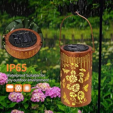 Solar Lanterns Outdoor Waterproof Butterfly Garden Decorations Gifts for Women Gifts for Mom Grandma Birthday Gifts Hanging Solar Lanterns Outdoor for Patio Decoration, Deck, Lawn, Passageway - Image 5
