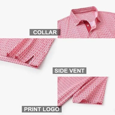 Golf Shirts for Men Dry Fit Short Sleeve Print Performance Moisture Wicking Polo Shirt - Image 3
