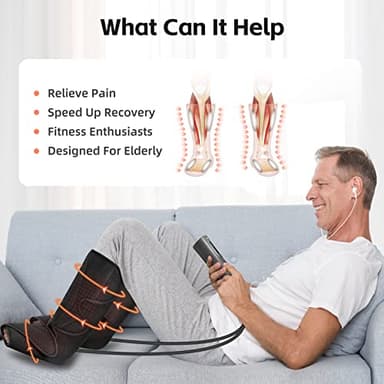 SHINE WELL Leg Massager for Circulation and Pain Relief, Leg Compression Massager with 2 Heating Levels 3 Modes 3 Intensities, for Neuropathy Pain, Blood Circulation, and Swelling Legs - Image 4