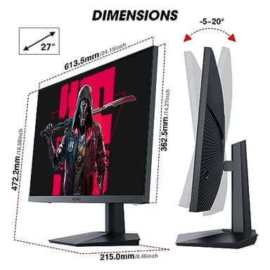 KOORUI GN02 27-inch 240Hz Gaming Monitor, 1ms FHD 1080p, G-SYNC and FreeSync Premium, HDMI 2.0/DP 1.4, Xbox PS5 Switch Ready, VESA, Tilt, Black - Image 7