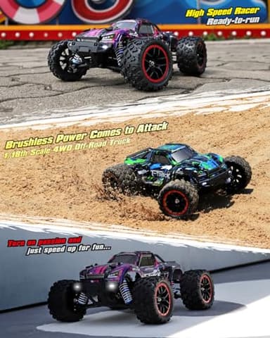 HAIBOXING 1/18 Scale Brushless Fast RC Cars 18859A, 4WD Off-Road Remote Control Trucks 48 KM/H Speed for Adults and Kids Boys, All Terrain Truck Toys Gifts with Extra Shell and Battery 40+ min Play - Image 3