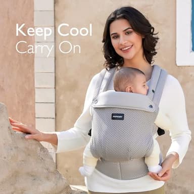 Momcozy Breathable Mesh Baby Carrier, Ergonomic and Lightweight Infant Carrier for 7-44lbs with Enhanced Lumbar Support, All Day Comfort for Hands-Free Parenting, Air Mesh-Grey - Image 4