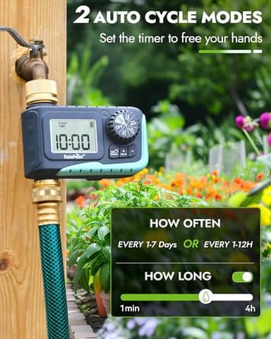 RAINPOINT Sprinkler Timer with Brass Inlet & Outlet, Programmable Hose Timer for Garden Soaker Hose, Watering Timer with Rain Delay/Manual Watering System, Digital Drip Irrigation for Yard, Lawn - Image 3