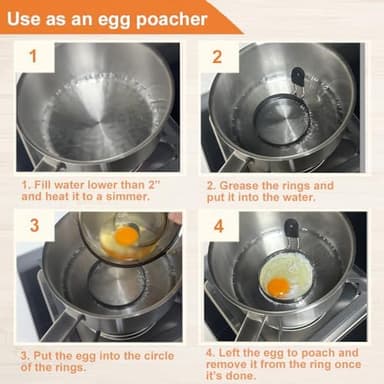 COTEY Large 3.5" Nonstick Egg Rings Set of 4, Round Crumpet Ring Mold Shaper for English Muffins Pancake Cooking Griddle - Portable Grill Accessories for Camping Indoor Breakfast Sandwich Burger - Image 8