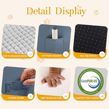 POCBLUE Dog Stairs for Small Dogs 15.7" H, Wide Pet Step for Couch/Sofas/Chairs, Curved Pet Ramps for Small Dogs & Cats with High-Density Foam and Washable Cover, 3-Step, Grey - Image 3