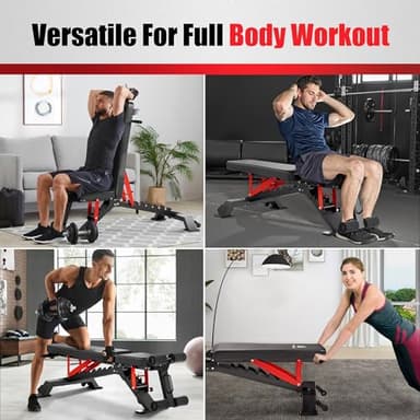 BlackPear Adjustable Weight Bench - Workout Bench for Home Gym, 1300lb Capacity Heavy Duty Exercise Foldable Strength Training Benches Press for Full Body Workouts with Incline/Flat/Decline Positions & Space-Saving - Image 8