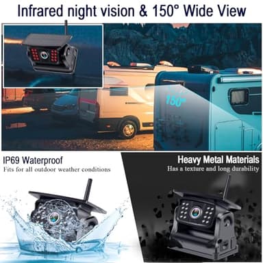 Wireless Backup Camera Solar Magnetic: Portable Cordless Scratch-Proof Truck Trailer Hitch Rear View Camera HD 1080P No Wiring No Drilling Rechargeable 5'' Monitor Kit for Car RV Camper - DoHonest R50 - Image 5