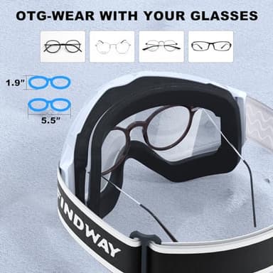findway Ski Goggles OTG - Over Glasses Snow/Snowboard Goggles for Men, Women & Youth - 100% UV Protection - Image 4