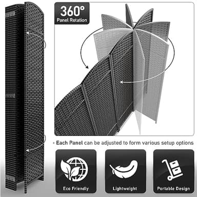 Sorbus 8 Panel Room Divider 6 ft. Tall - Privacy Screen, Extra Wide Double Hinged Panels, Mesh Hand-Woven Design, Partition Room Dividers and Folding Privacy Screens, Wall Divider for Room Separation - Image 7