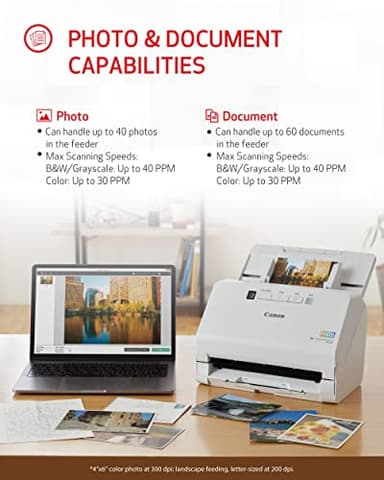 Canon imageFORMULA RS40 - Photo and Document Scanner, Auto Document Feeder, Windows and Mac, Scans Old and New Photos in Varying Sizes, USB Interface - Image 4