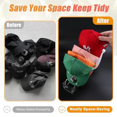 Hat Stand for Baseball Caps, 2 Pack No Install Acrylic Hat Organizer for 14 Baseball Caps Storage Organizer, Hat Racks Hat Holder Display and Organization for Closet, Bedroom, Dresser (Clear-2Pack) - Image 2