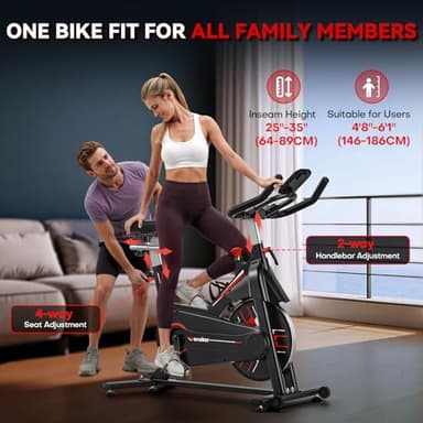 Exercise Bike, WENOKER Magnetic Resistance Stationary Bike for Home, App Supported Indoor Bike with Whisper Quiet, Heavy Flywheel and Upgraded Digital Display - Image 4