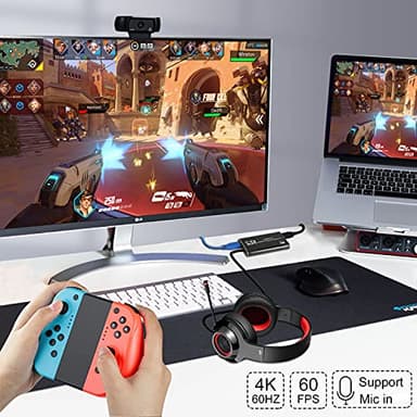 Capture Card Nintendo Switch, 4K HDMI Video Capture Card, 1080P 60FPS, HDMI to USB 3.0 Capture Card for Streaming Work with Camera/Xbox/PS4/PS5/PC/OBS - Image 3