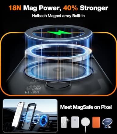 TORRAS 360°Spin Magnetic Stand for Google Pixel 9 Pro Case/Pixel 9 Case, 12FT Military Protection, Compatible with Magsafe, Shockproof Translucent Slim Pixel 9 Pro Phone Case with Ring Holder, Black - Image 6