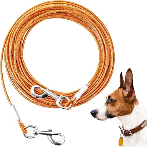 Mi Metty Dog Tie Out Cable,50ft Dog Lead-Heavy Duty Tie Out Cable for for Large Dogs Up to 125lbs-Dog Chain for Yard-Outside Dogs Runner Tether Line - Image 1