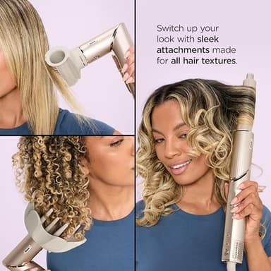 Shark HD435 FlexStyle Air Styling & Drying System, Powerful Hair Blow Dryer & Multi-Styler with Auto-Wrap Curlers, Curl-Defining Diffuser, Oval Brush, & Concentrator Attachment, Stone - Image 6