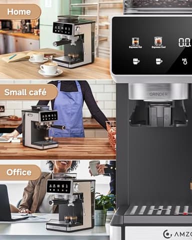 AMZCHEF 20 Bar Espresso Machine with Grinder - 3 Temp Coffee Machine with 20 Grinding Settings, Hot/Cold Brew Espresso Maker with Milk Frother, Coffee Maker for Latte/Cappuccino,61oz Water Tank, Black - Image 8