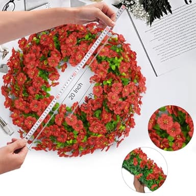 20 Inch Spring Summer Wreaths for Front Door, Artificial Flowers Violet Silk Floral Wreaths with Fake Plants Green Eucalyptus Leaves for Outdoors Farmhouse Wall Wedding Porch Home Decor - Image 2