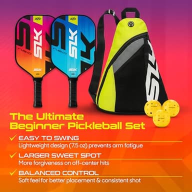 Selkirk Sport SLK Neo Fiberglass Pickleball Paddles Set of 2 | Designed in The USA | Complete Pickleball Set with 2 Pickle Ball Rackets, 3 Hybrid+ Balls, and SLK Sling Bag | Electric Sunset & Oasis - Image 5