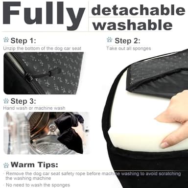 Youvee Dog Booster Car Seat,Interior Height 6 Inches Elevated Pet Car Seat for Small Dog up to 30 lbs,for car Front/Back,Comfortable,Storage Pocket(View Ⅰ-Black Outside Brown Inside) - Image 5