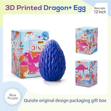 3D Printed Dragon Egg,Dragon Eggs with Dragon Inside,Surprise Dragon Egg Toy,12'' Full Articulated Crystal 3D Dragon,Cool Animals Dino Eggs for 5-7 4-6 8-12 Year Old Boys Kid Girls - Image 6