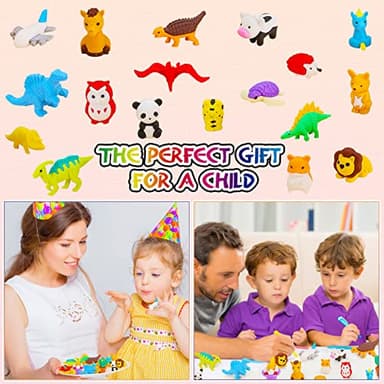 URSKYTOUS 120Pcs Animal Erasers Bulk Cute Food Erasers Desk Pets Kids Puzzle Eraser Take Apart Cool 3D Eraser Mini Fun Party Favors for School Supplies Classroom Rewards Easter Egg Fillers Gifts - Image 6