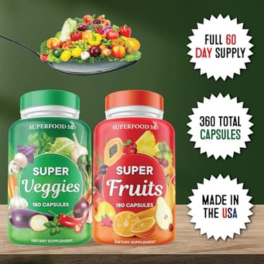 Superfood Fruit and Veggie Supplement - 360 Whole Super Fruit and Vegetable Supplements & Vitamin, Natural Energy Levels, with Olive Leaf Soy Free- 180 Count (Pack of 2) - Image 7