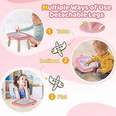 Kikidex Magnetic Drawing Board, Toddler Girl Toys for 1-2 Year Old, Doodle Board Pad Learning and Educational Toys for 1 2 3 Year Old Baby Kids Birthday Gift(Soft Pink) - Image 5