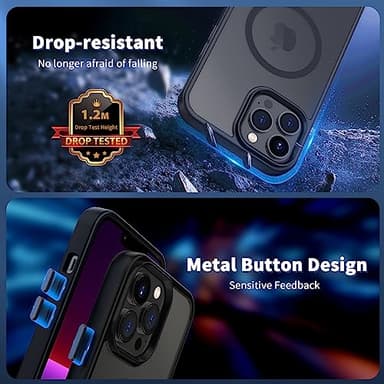 CACOE Magnetic Case for iPhone 13 Pro Max 6.7 inch-Compatible with MagSafe & Magnetic Car Phone Mount,Anti-Fingerprint TPU Thin Phone Cases Cover Protective Shockproof(Black) - Image 9