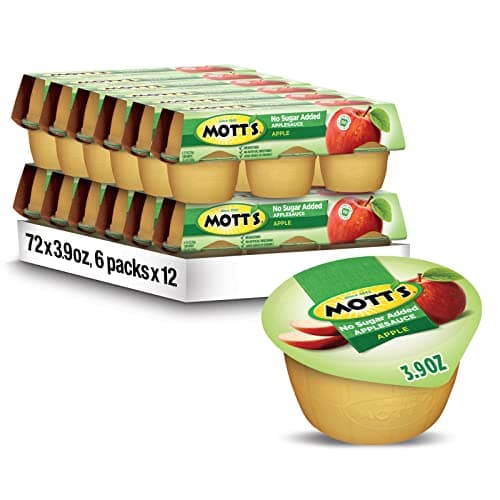 Mott's No Sugar Added Applesauce, 3.9 Oz Cups, 72 Count (12 Packs Of 6), Good Source Of Vitamin C, No Artificial Flavors - Image 1